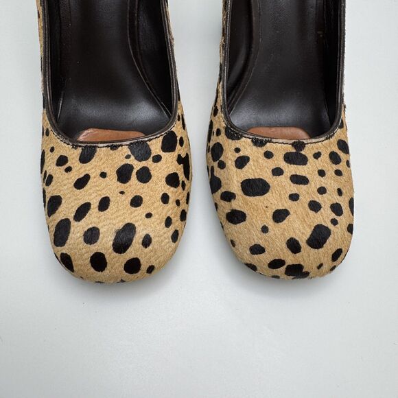 TORY BURCH Leopard Bovine Hair Cheetah Wood Block Heels Pumps Size 8 M - Picture 12 of 12
